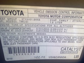 2003 TOYOTA COROLLA, GRAY, AT, 1.8L, Z25116